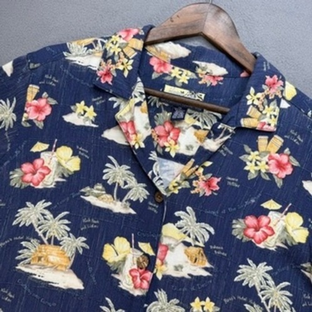 VTG Havana‎ Jacks Cafe Shirt Hawaiian Tropical Floral Camp Button Up XL Summer